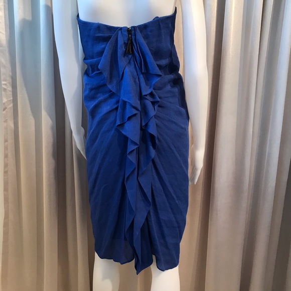 PHILLIP LIM Linen & Silk Draping Strapless Dress 8 - Picture 6 of 8
